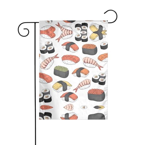 Sushi-Gartenflaggen für draußen – kleine Rasenflagge, eine unverzichtbare Frühlingsgartenflagge für jeden Rasen oder Hinterhof von Peiyeety