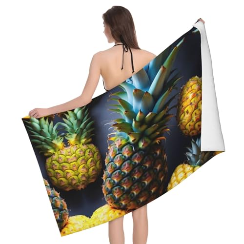 Ultraweiches und saugfähiges Badetuch von Fruit Pine – einseitig bedrucktes Handtuch aus 100% Polyester-Mikrofasermaterial für Badezimmer, Strand, Reisen und den Außenbereich von Peiyeety