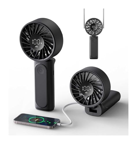 Handventilator, Tragbarer Mini Ventilator mit 4000 mAh, LED-Display Handventilator mit 6 Geschwindigkeitsstufen,180° Faltbarer Ventilator für Homeoffice, Reisen, Outdoor und Schlafzimmer Handventilator, Tragbarer Mini Ventilator mit 4000 mAh, LED-Display Handventilator mit 6 Geschwindigkeitsstufen,180° Faltbarer Ventilator für Homeoffice, Reisen, Outdoor und Schlafzimmer von Peiyuu