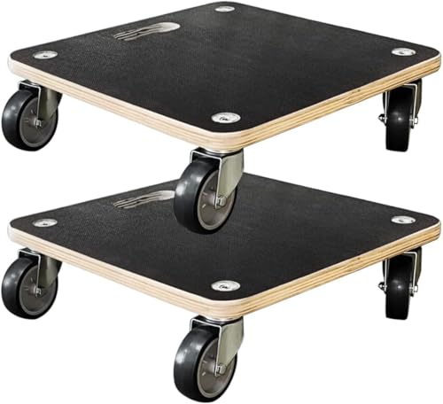 Pejevir Rollbrett Transportroller, 2 Stück Plattformwagen Möbelroller 250 KG Tragfähigkeit-Holzmöbelwagen Kistenroller aus Holz, 38 x 38 cm Rollwagen für Möbel-Transport Transportwagen (Quadrat) von Pejevir