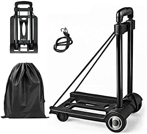Pejevir Sackkarre Klappbar, 50KG Faltbarer Handkarre Kompakt mit Rädern, Mini Transportkarren Handwagen mit Teleskopgriff für Zuhause Büro Einkaufen Reisen von Pejevir