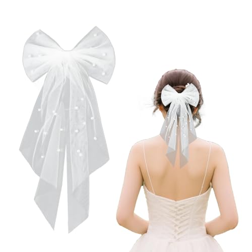 1 Stück Schleier Braut,Weiß Brautschleier Kurz Schleier JGA mit Perlen & Schleife Haarspange Elegante Tüll Haarspange Brautschleier für Junggesellenabschied Hochzeit Damen Mädchen Party Haarschmuck 1 Stück Schleier Braut,Weiß Brautschleier Kurz Schleier JGA mit Perlen & Schleife Haarspange Elegante Tüll Haarspange Brautschleier für Junggesellenabschied Hochzeit Damen Mädchen Party Haarschmuck von Pejlnd