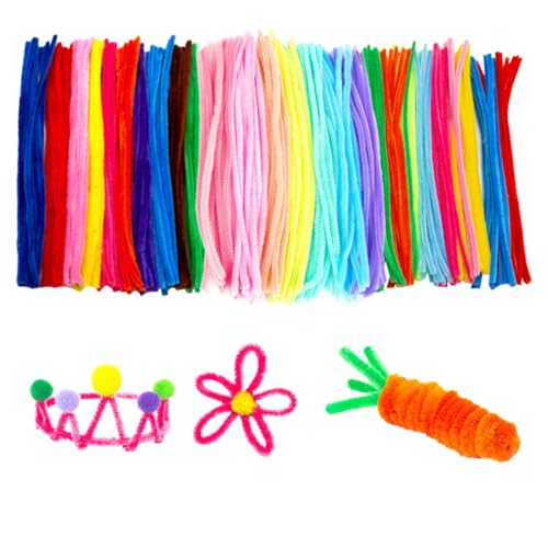 Bunt Pfeifenputzer zum Basteln - 300 Stück Plüsch Pfeifenreiniger zum Basteln,30cm Lang Pfeifenreiniger Biegeplüsch Basteldraht,Pfeifenputzer Chenilledraht für Kinder Kreative DIY Projekte und Basteln von Pejlnd