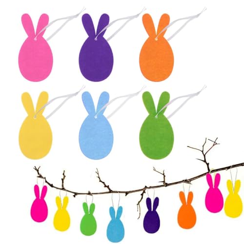 Pejlnd Osterhasen zum Aufhängen - 12 Stück Filz Osterhasen Osterdeko zum Aufhängen Osteranhänger Hase Hängedeko für Geschenkanhänger OsternOsterjagd Osterbaumschmuck Zuhause Garten Party Deko von Pejlnd