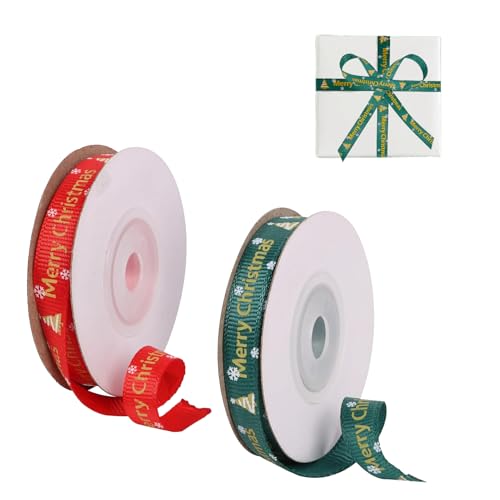 Schleifenband Weihnachten - 2 Rollen 1cm Geschenkband Rot Grün für Geschenkverpackung, Geschenke, Handwerk, Weihnachtsbaum, Deko - 18m Schleifenband Weihnachten - 2 Rollen 1cm Geschenkband Rot Grün für Geschenkverpackung, Geschenke, Handwerk, Weihnachtsbaum, Deko - 18m von Pejlnd