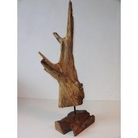 Teakholz Wurzelholz Tischleuchte Mit Leds Amber von PekaIdeen