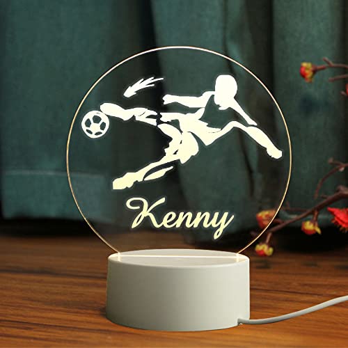 Pekdi Personalisiertes Fußball Nachtlicht mit benutzerdefiniertem Namen LED Lampe für Fußballspieler Fußballzeichen Fußballlampe Geschenk für Kinderzimmer Dekoration Sportgeschenk von Pekdi