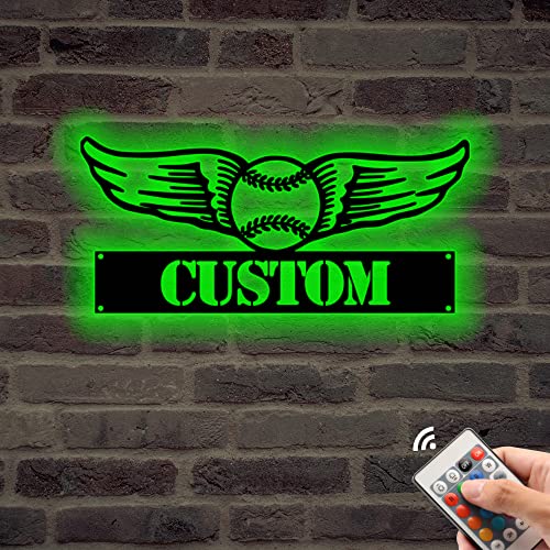 Personalisierte Name Fußball Lampe Baseball Billard Fußball Nachtlicht Sport Wand Kunst Name Metall Zeichen 16 Farben wechselnde LED Lampe mit Fernbedienung Baseball Spieler für Fußball Liebhaber von Pekdi