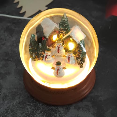Personalisierte Weihnachten Schneekugeln Light Up Familie Schneemann Kristallkugel Nachtlicht,1-8 Namen Weihnachten Schneekugel Ornament mit LED Lampe Weihnachten Dekorationen Geschenke für Familie von Pekdi
