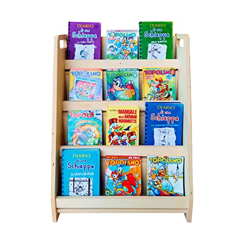 Pekiedo SWEETME Montessorianisches Bücherregal für Kinder, Regal für Spiele, Comics, Bücher, Kinderzimmer, 4 Regale, pädagogische Spiele aus Naturholz von Pekiedo