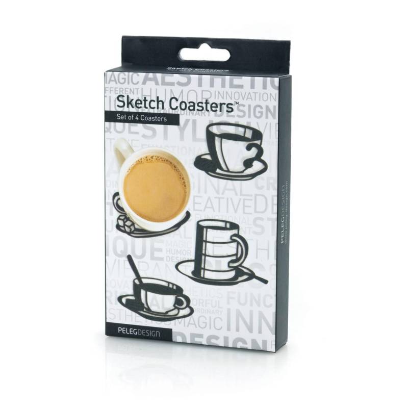 Peleg Design Tassen-Untersetzer 4x Set Sketch Coasters  PE787 von Peleg