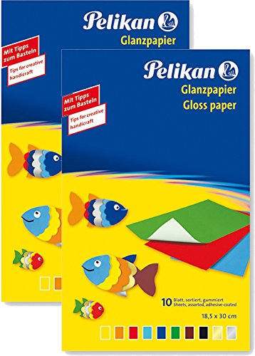 2 Packungen Pelikan 137935 - Glanzpapier gummiert, gesamt 20 Blatt von Pelikan