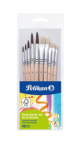 Pelikan 700405 Pinsel Starter-Set mit 5 Haar- und 5 Borstenpinseln, Beige ,( 1er Pack) von Pelikan