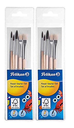 Pelikan 718163 - Pinsel Starterset (3 Haarpinsel, 2 Borstenpinsel) (Pinselset, 2er Pack / 5tlg, 1) von Pelikan