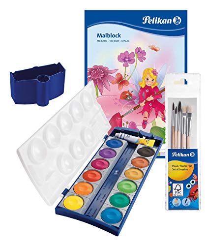 Pelikan 720250 Deckfarbkasten K12, 12 Farben & 1 Tube Deckweiß (1 Komplett-Set) von Pelikan