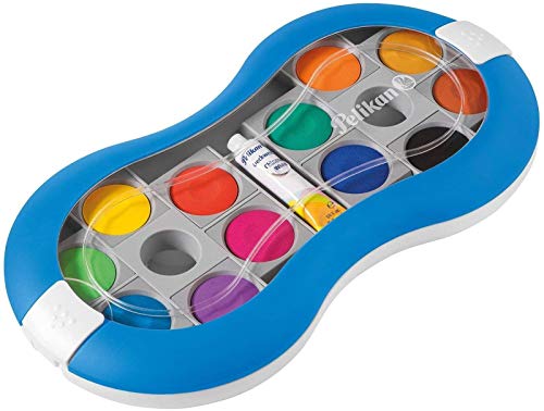 Pelikan Deckfarbkasten Space+ 735 SP/12 mit 12 Farben und 1 Tube Deckweiß (blau Komplett-Set) von Pelikan
