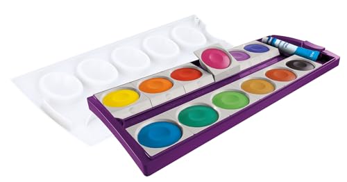 Pelikan Farbkasten K12, Deckfarbkasten mit 12 Farben, Farbe: Violett, inkl. Deckweiß, Schul-Standard, 701327 von Pelikan