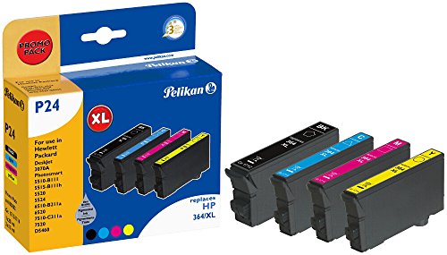 Pelikan P24 Druckerpatronen PromoPack (ersetzen HP 364XL CN684EE/CB323EE/CB324EE/CB325EE) schwarz, cyan, magenta, gelb von Pelikan