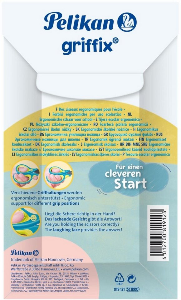 Pelikan Papierscheren Schulschere griffix rund Rechtshänder LovelyPink von Pelikan