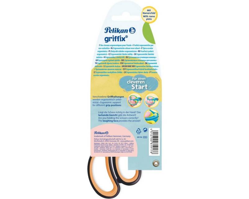 Pelikan Papierscheren Schulschere griffix spitz Linkshänder NeonBlack von Pelikan