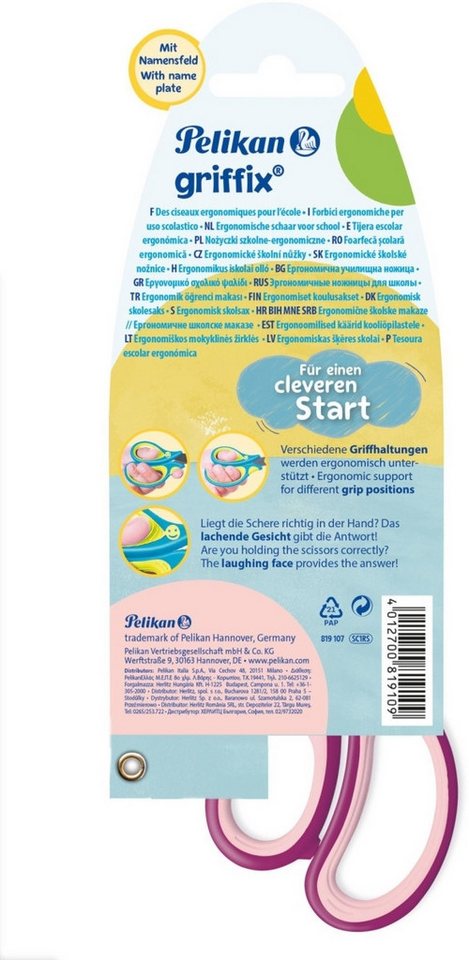 Pelikan Papierscheren Schulschere griffix spitz Rechtshänder SweetBerry (5 Stück) von Pelikan