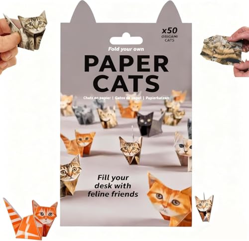 DIY Paper Cats,50 Sheets DIY Origami Paper to Fold Cute Cat Figures,Fun Craft Activity,Creative Origami Animal Craft Kit,Pattern Cute Printing,Desk Decoration&Gift for Pets Lover (Cat, One size) von Pelinuar