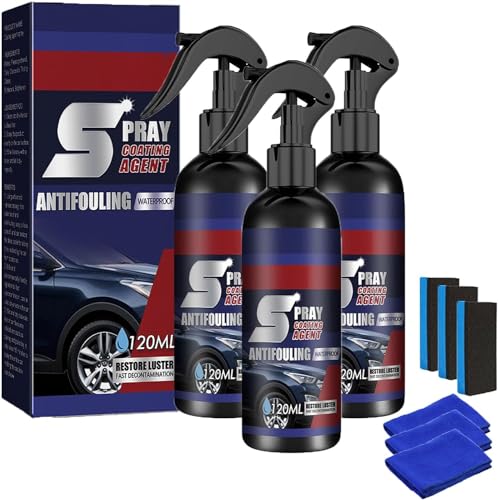 Kdkn Spray Coating Agent - 3 in 1 Ceramic Car Coating Spray,Multi-functional Coating Renewal Agent,Plastic Parts Refurbish Agent,Car Scratch Repair Nano Spray,Fast-Acting Car Top Coat Spray (3 Pcs) von Pelinuar