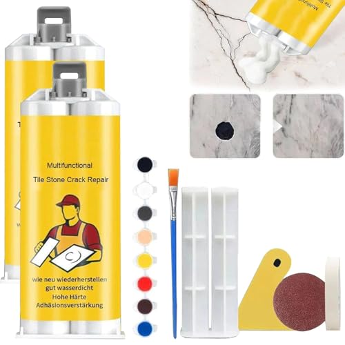 Multifunctional Tile Stone Crack Repair Kit,Tile Granite and Marble Repair Kit,Porcelain Repair Kit,Tile and Ceramic Repair Paste,Granite Repair Kit,Repair Paste for Tile (2 Set) von Pelinuar