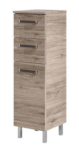 Pelipal Badezimmerschrank Quickset 313 in Sanremo Eiche Terra quer Nachbildung, 30 cm breit | Unterschrank mit 1 Tür, 2 Schubkästen und 1 Einlegeboden von Pelipal