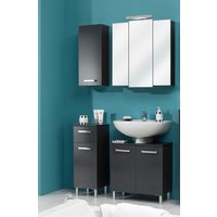 Saphir Badmöbel-Set "Quickset 4-teilig, Waschbeckenunterschrank mit LED-Spiegelschrank", (4 St.), Unterschrank, Hängeschrank, inkl. Türdämpfer, Griffe Chrom Glanz von Saphir