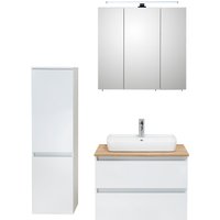 Saphir Badmöbel-Set "Quickset 360 3-teilig, Keramik-Aufsatzbecken mit LED-Spiegelschrank", (5 St.), mit Midischrank, 5 Türen, 2 Schubladen, inkl. Türdämpfer von Saphir