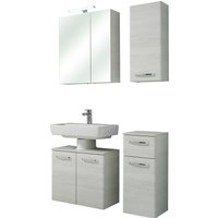 Saphir Badmöbel-Set "Quickset 936 4-teilig, Waschbeckenunterschrank mit LED-Spiegelschrank", (Set, 4 St.), ohne Waschbecken, inkl. Türdämpfer, 6 Türen, Griffe Chrom Glanz von Saphir