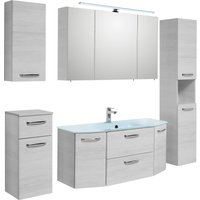 Saphir Badmöbel-Set "Quickset 936 5-teilig, Keramik-Waschtisch mit LED-Spiegelschrank", (Set, 5 St.), Waschplatz, inkl. Türdämpfer, 9 Türen, 1 Klappe, Griffe Chrom Glanz von Saphir