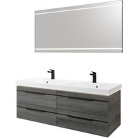 Saphir Badmöbel-Set "Balto 2-teilig Mineralmarmor-Doppelwaschtisch mit LED-Spiegel", (2 St.), Waschplatz 150 cm breit, 4 Schubladen, inkl. Schubladendämpfer von Saphir