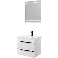 Saphir Badmöbel-Set "Balto 2-teilig Mineralmarmor-Waschtisch mit LED-Spiegel, Waschplatz" 2 Stk. tlg. von Saphir