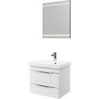 Saphir Badmöbel-Set "Balto 2-teilig Mineralmarmor-Waschtisch mit LED-Spiegel, Waschplatz" 2 Stk. tlg. von Saphir