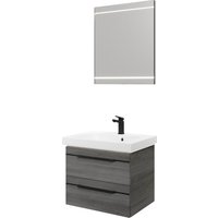 Saphir Badmöbel-Set "Balto 2-teilig Mineralmarmor-Waschtisch mit LED-Spiegel, Waschplatz" 2 Stk. tlg. von Saphir