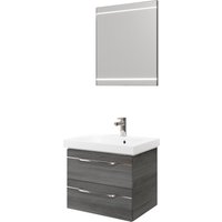 Saphir Badmöbel-Set "Balto 2-teilig Mineralmarmor-Waschtisch mit LED-Spiegel, Waschplatz", (2 St.), 64,4 cm breit, mit 2 Schubladen, Badschrank inkl. Schubladendämpfer von Saphir