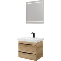 Saphir Badmöbel-Set "Balto 2-teilig Mineralmarmor-Waschtisch mit LED-Spiegel, Waschplatz" 2 Stk. tlg. von Saphir