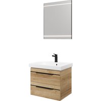 Saphir Badmöbel-Set "Balto 2-teilig Mineralmarmor-Waschtisch mit LED-Spiegel, Waschplatz" 2 Stk. tlg. von Saphir