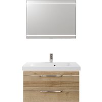 Saphir Badmöbel-Set "Balto 2-teilig Mineralmarmor-Waschtisch mit LED-Spiegel, Waschplatz" 2 Stk. tlg. von Saphir