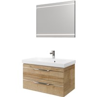 Saphir Badmöbel-Set "Balto 2-teilig Mineralmarmor-Waschtisch mit LED-Spiegel, Waschplatz" 2 Stk. tlg. von Saphir