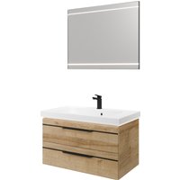 Saphir Badmöbel-Set "Balto 2-teilig Mineralmarmor-Waschtisch mit LED-Spiegel, Waschplatz" 2 Stk. tlg. von Saphir