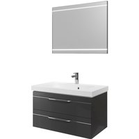 Saphir Badmöbel-Set "Balto 2-teilig Mineralmarmor-Waschtisch mit LED-Spiegel, Waschplatz", (2 St.), 92 cm breit, mit 2 Schubladen, Badschrank inkl. Schubladendämpfer von Saphir