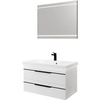 Saphir Badmöbel-Set "Balto 2-teilig Mineralmarmor-Waschtisch mit LED-Spiegel, Waschplatz" 2 Stk. tlg. von Saphir