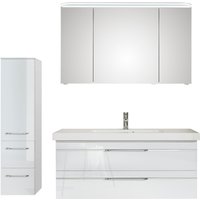 Saphir Badmöbel-Set "Balto Sprint 3-teilig, Mineralmarmor-Waschtisch mit LED-Spiegelschrank", (4 St.), Badezimmer Set mit Midischrank inkl Türdämpfer, 4 Türen, 4 Schubladen von Saphir