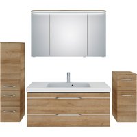 Saphir Badmöbel-Set "Balto Sprint 4-teilig, Mineralmarmor-Waschtisch mit LED-Spiegelschrank", (5 St.), Unterschrank, Midischrank, inkl. Türdämpfer, 5 Türen, 5 Schubladen von Saphir