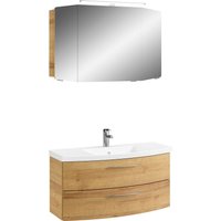 Saphir Badmöbel-Set "Cassca Sprint 2-teilig Mineralmarmor-Waschtisch mit LED-Spiegelschrank", (2 St.), Waschplatz mit 2 Schubladen, inkl. Dämpfer, 101 cm breit von Saphir