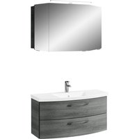 Saphir Badmöbel-Set "Cassca Sprint 2-teilig Mineralmarmor-Waschtisch mit LED-Spiegelschrank", (2 St.), Waschplatz mit 2 Schubladen, inkl. Dämpfer, 101 cm breit von Saphir