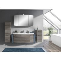 Saphir Badmöbel-Set "Cassca Sprint 4-teilig Mineralmarmor-Waschtisch mit LED-Spiegelschrank", (5 St.), Midischrank, Unterschrank, inkl. Türdämpfer, 7 Türen, 5 Schubladen von Saphir